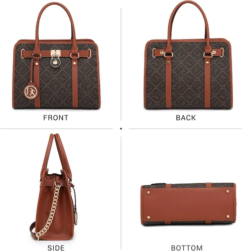 Miniatura 40 de Dasein Bolsos de mano de dos tonos para mujer, bolsos de hombro de cuero vegano, bolsa grande con cartera a juego