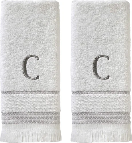 Miniatura 21 de SKL Home Toalla de baño casual con monograma, S, 28 x 54 pulgadas, color blanco