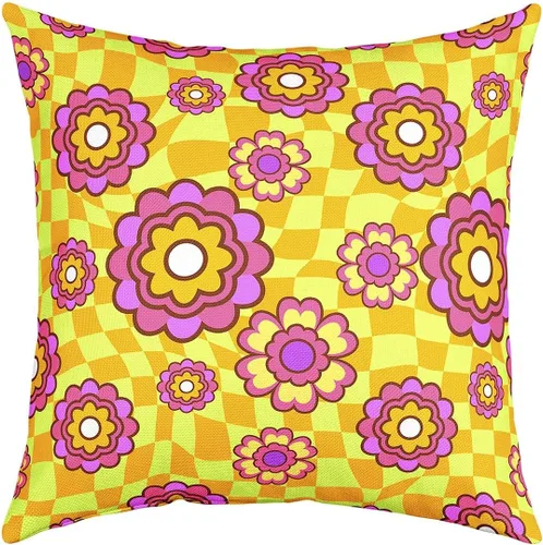 Miniatura 22 de Erosebridal Groovy Flower Power - Funda de almohada de 16 x 16 pulgadas, bonita funda de almohada floral bohemia de los años 60S y 70S, funda