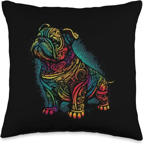 English Bulldog Lovers Dog Lover - Almohada colorida de Bulldog inglés para hombre, 16 x 16 pulgadas, multicolor
