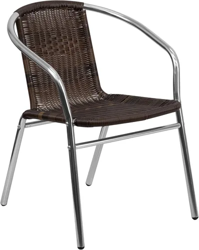 Miniatura 4 de Flash Furniture Lila - Juego de mesa cuadrada de aluminio para interiores y exteriores de 27.5 pulgadas con 4 sillas de ratán marrón oscuro