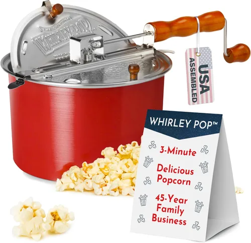 Miniatura 13 de Original Whirley - Máquina para hacer palomitas de maíz de 6 cuartos de galón, máquina de palomitas de maíz de acero inoxidable con engranajes