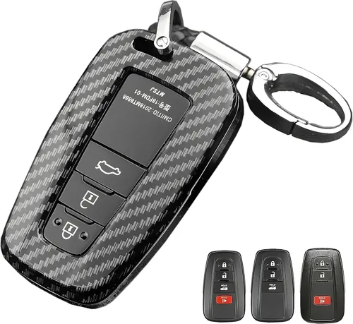 Funda para llavero Toyota, funda de llavero con patrón de fibra de carbono ABS para Toyota Corolla Camry RAV4 Highlander 4Runner Prius CH-R Prado