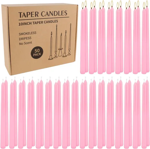 Miniatura 27 de Paquete de 14 velas cónicas rojas altas – Vela roja sin goteo de 10 pulgadas sin perfume – Cera de parafina con mechas de algodón – 8 horas