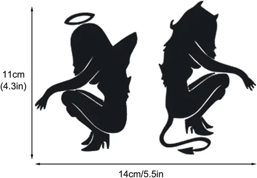 Miniatura 3 de 3 pares de calcomanías sexy de ángel y chica demonio, pegatinas de vinilo traviesas y bonitas, troqueladas, de bueno y malo, para ventanas, autos