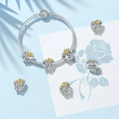 Miniatura 6 de DALARAN Abalorios de plata de ley 925 para madre, hija, hermana, esposa, amiga, abuela, abalorios para pulsera y collar