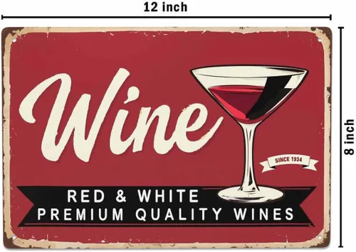 Miniatura 3 de AOYEGO Cartel de lata de vino, póster con letra de vino tinto y blanco, letreros de metal vintage para cafeterías, bares, bares, bares, tiendas