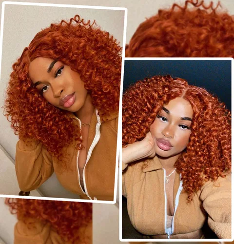 Miniatura 6 de Pelucas rizadas con encaje frontal para mujeres negras, peluca de encaje frontal corta y rizada prearrancada con abuelitos, aspecto natural, afro