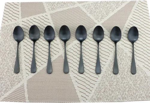 Miniatura 13 de Juego de cubiertos de lujo de acero inoxidable 18/10, 7 piezas, color negro mate, cuchara y tenedor con popote para vasos Yeti de 20 30 onzas, RTIC