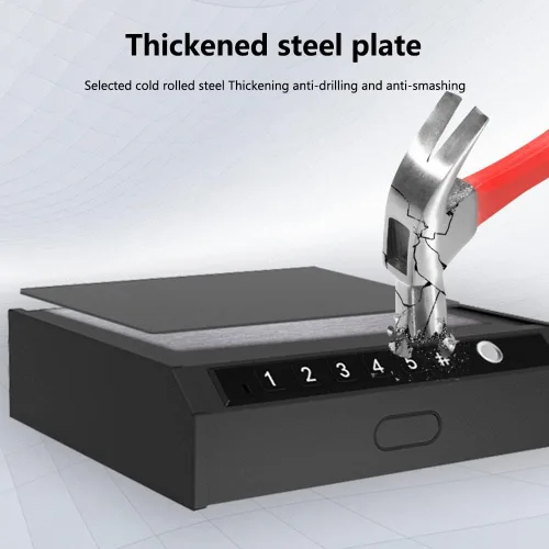 Miniatura 2 de Caja fuerte biométrica mejorada para pistolas de acceso rápido con huella digital y teclado digital, caja de seguridad portátil para pistolas
