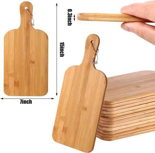 Miniatura 2 de Patelai Juego de 12 Tablas de Cortar de Madera con Asas, Tablas de Cortar Grandes para Servir en la Cocina, Tablas de Cortar Simples a Granel