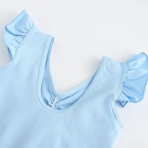 Miniatura 7 de HIPPOSEUS Leotardos de gimnasia de ballet para niñas, con volantes, manga corta, ropa de ballet para baile, Y-07
