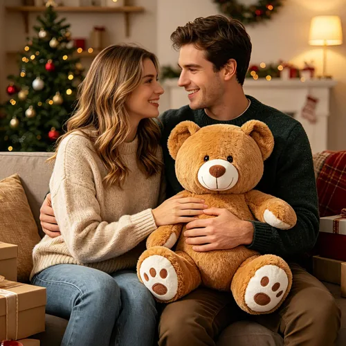 Miniatura 6 de Oso de peluche de 15 pulgadas, bonito oso de peluche con huellas, oso suave marrón, regalos para niños, bebés pequeños en baby shower, cumpleaños