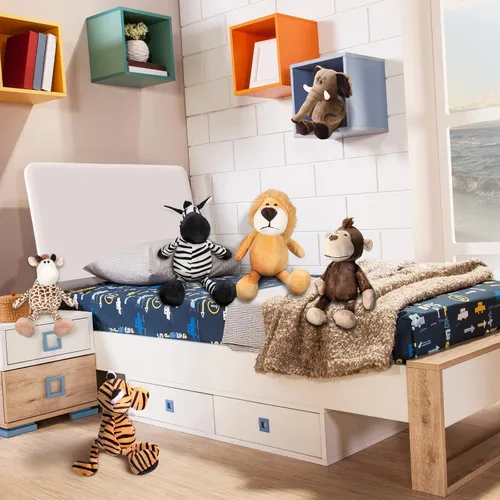 Miniatura 5 de Zhanmai Juego de 6 animales de peluche de safari, animales de la selva, para niños y niñas, león, elefante, cebra, jirafa, tigre, mono para fiestas