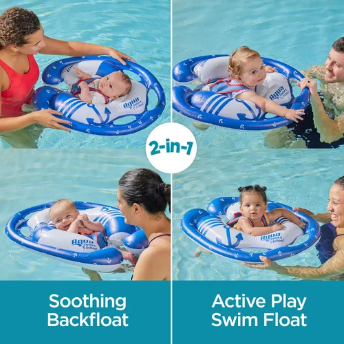 Miniatura 3 de SwimSchool Freestyle - Flotador de piscina para bebé con múltiples posiciones, asiento de seguridad ajustable, natación libre, doble cámara de aire