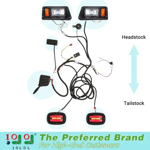 Miniatura 2 de 10L0L Kit de luces para carrito de golf para Yamaha G14 G16 G19 G22 - Kit de faros delanteros y luces traseras legales de calle con convertidor