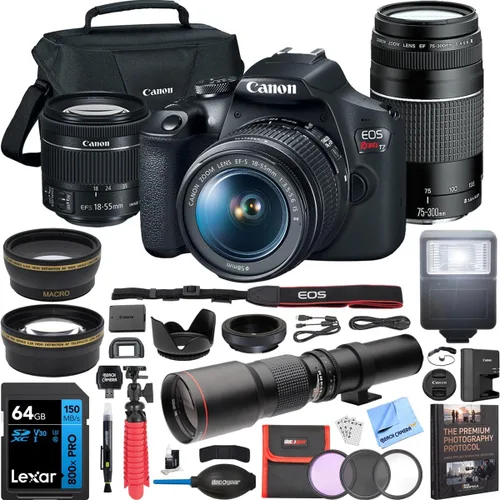 Miniatura 6 de Canon EOS Rebel T7 - Cámara réflex digital 18-55 mm f/3.5-5.6 is II Kit Bundle con lente telefoto preestablecida de 500 mm, tarjeta de memoria de 32