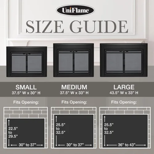 Miniatura 9 de UniFlame - Kendall - Puertas de chimenea estilo gabinete con vidrio templado ahumado