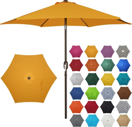Miniatura 19 de Blissun - Sombrilla de patio de 7.5 pies, sombrilla de jardín, sombrilla de mercado para exteriores con botón de inclinación y manivela