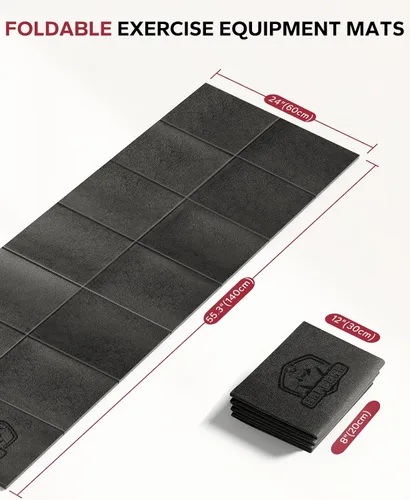 Miniatura 2 de HAPBEAR Alfombrilla para caminadora, 68 x 24 x 1/5 pulgadas, gruesa, antideslizante, plegable, para caminar, banco de pesas y cinta de correr