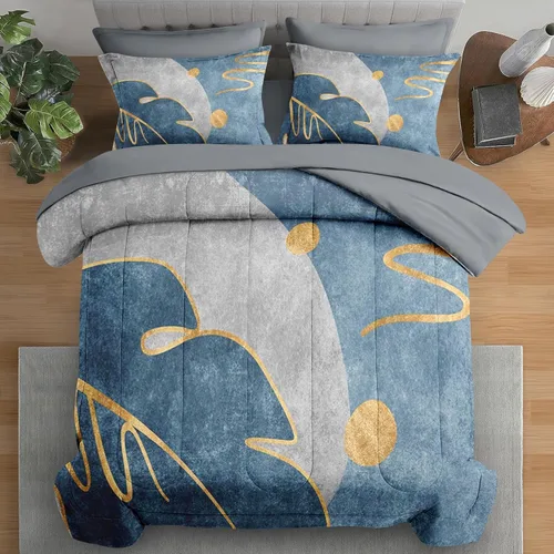 Miniatura 13 de Pamnest Juego de edredón tamaño Twin, juego de ropa de cama de mármol azul profundo de 5 piezas para niños y adultos, juegos de sábanas de piedra
