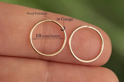 Miniatura 67 de Aretes de aro de oro de plata – Aretes de aro para mujer, dos piezas de aros de plata fina rellenos de oro, aro de hélice, anillo de tragus, aro