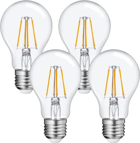 FAGUANGAO Bombillas LED A19 del anochecer al amanecer para exteriores, equivalente a 6 W 60 W, 2700 K blanco cálido, 650 lúmenes, bombilla con