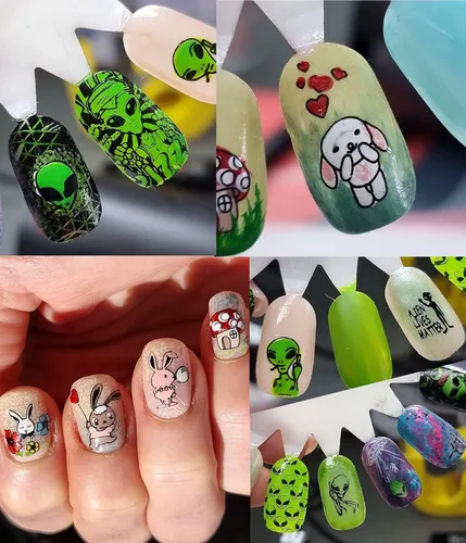 Miniatura 2 de Juego de placas de estampado de uñas de unicornio para gatos, cachorros, 7 piezas, diseño de estrella y corazón, lindo diseño de animales, placa