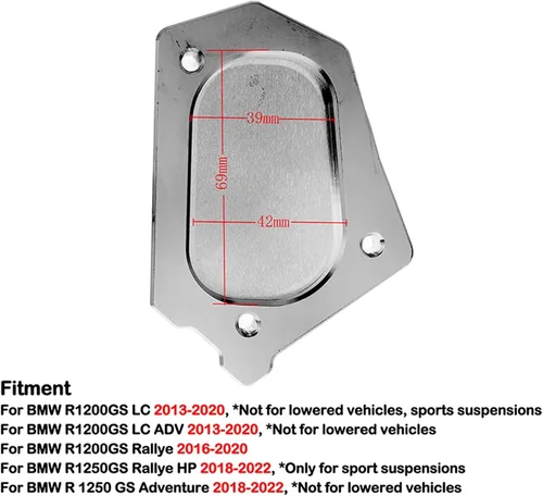 Miniatura 2 de Almohadilla de extensión para soporte lateral de motocicleta, placa para BMW R1200GS R1250GS R 1200 1250 GS ADV 2021 (color : R1250GSADV rojo)