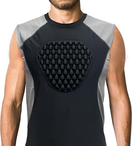 Miniatura 2 de Camiseta Protectora de Pecho Acolchada Youper para Adultos, Protección para el Corazón/Estérnon para Béisbol, Fútbol, Lacrosse y Porteros