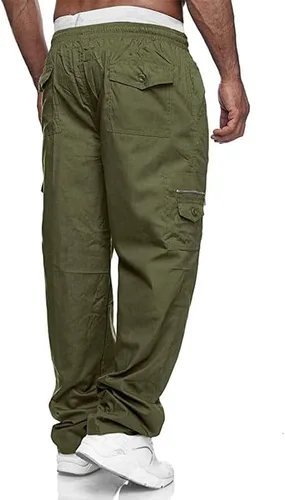 Miniatura 2 de JMIERR Mens Casual Cargo Pants Elastic Waist Drawstring Stretch Relaxed Fit Tactical Joggers Work Pants Multi Pockets