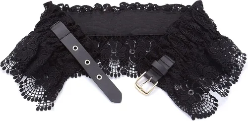 Miniatura 5 de Ayliss Cinturón ancho elástico de encaje de cintura ancha elástica para mujer, cinturón de vestir de moda con cincha elástica, cinturón retro