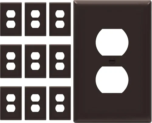 Miniatura 26 de ENERLITES Placa de pared de salida de receptáculo dúplex de tamaño mediano, placas de cubiertas de toma de corriente, tamaño medio de 1 banda, 4.88