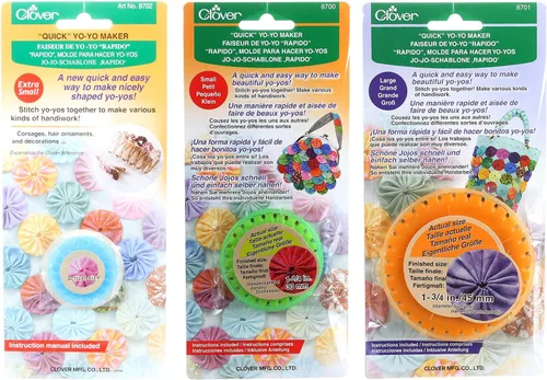 Paquete de tres (3) creadores rápidos de yoyó: extra pequeño (hace yoyos de 3/4 pulgadas), pequeño (hace yoyos de 1.25 pulgadas) y grande (hace