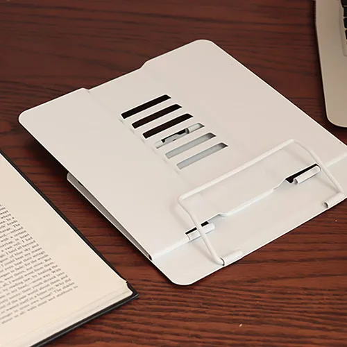 Miniatura 4 de Dicunoy Juego de 2 soportes de metal para libros de escritorio, soporte ajustable para libros, soportes resistentes para recetas, libros de texto