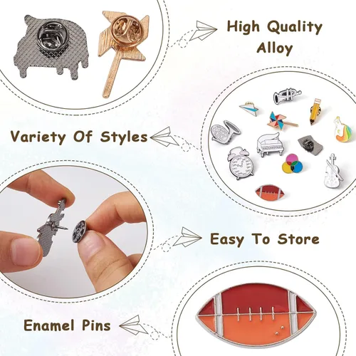 Miniatura 159 de Pandahall - Broches esmaltados de aleación con varios temas, broche de solapa, juego de pines esmaltados