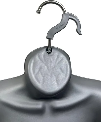 Miniatura 9 de Torso de maniquí masculino y femenino con soporte de metal, cuerpo hueco en la espalda, forma de vestido apilable para exhibición de camisetas, Gris
