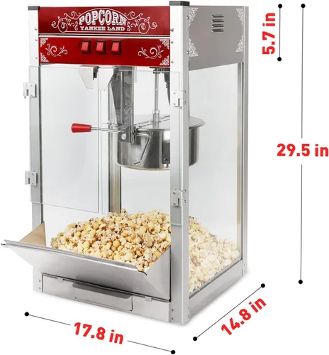 Miniatura 3 de Máquina comercial para hacer palomitas de maíz de 20 onzas, 1440 W, estilo teatro para 80 tazas/lote con control de 3 interruptores, marco de acero