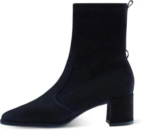 7or9 Botines de tacón medio para mujer con suela de lengüeta Chelsea Fashion Go Go Botas hasta la rodilla Botas de tacón grueso de lana - Negro y