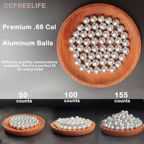 Miniatura 5 de . 68 bolas de aluminio Cal de autodefensa, aptas para SD/LE T4E HDS HDR con potencia máxima para entrenamiento y práctica de objetivos (0.26 oz)