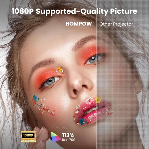 Miniatura 2 de HOMPOW Mini proyector con Bluetooth bidireccional, proyector portátil para uso de cine en casa, compatible con 1080P para interiores/exteriores