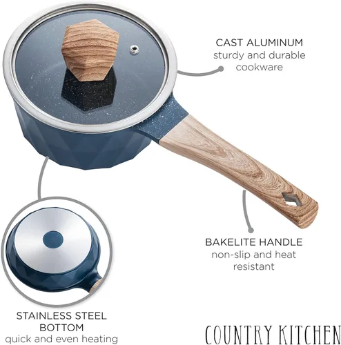 Miniatura 8 de Country Kitchen Juego de utensilios de cocina de aluminio fundido antiadherente, utensilios de cocina duraderos para cocinar todos los días