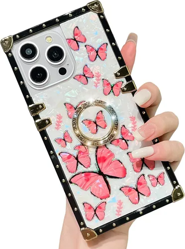 Miniatura 17 de Bonita funda compatible con Samsung Galaxy S22 Ultra, soporte plegable de lujo con diseño de mariposa brillante para mujeres y niñas, funda Blanco