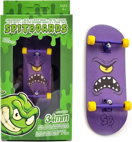 Miniatura 10 de SPITBOARDS® 34mm x 96mm Juego de Diapasón Pro (Completo) Cubierta de Madera Real Camiones Pro con Tuercas de Bloqueo y Bujes Pro Ruedas Pro