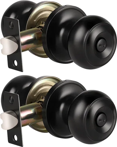Miniatura 24 de KNOBWELL Pomos de puerta de privacidad, pomo de puerta de cama y baño con cerradura, pomos de puerta de bronce aceitado interior, pomo de puerta