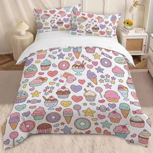 Miniatura 11 de BEDMUST Funda de edredón de unicornio tamaño individual, suave y lindo juego de ropa de cama de unicornio rosa con hojas de flores y pájaros azules