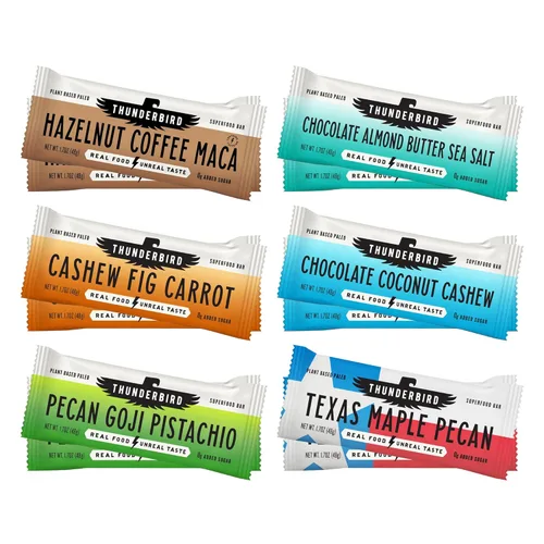 Miniatura 6 de Thunderbird Bars Bocadillo Energético, Sin Gluten con Proteínas, Comida Real Saludable, Vegano Paleo Sin OGM, Sin Azúcar Añadido, Paquete