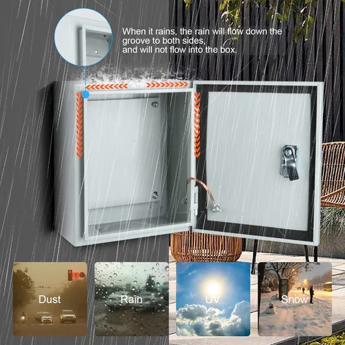 Miniatura 3 de Caja de conexiones eléctrica de acero, caja de conexiones eléctrica interior y exterior, caja de metal impermeable y a prueba de polvo montada