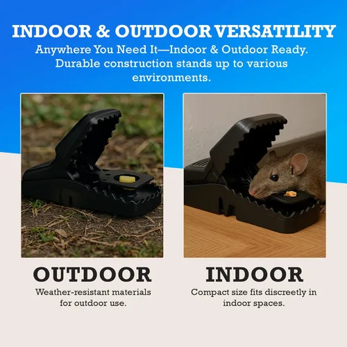Miniatura 5 de Trampas grandes para ratas - Paquete de 4 trampas reutilizables a presión para ratas, ratones y ardillas – Control de roedores para interiores