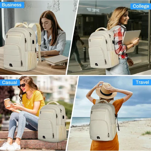 Miniatura 6 de RAINSMORE Mochila para laptop de 17 pulgadas, mochila de viaje grande para mujer, mochila impermeable para computadora, trabajo, universidad, bolsa
